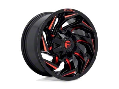 Fuel Wheels Reaction Gloss Black Milled with Red Tint 6-Lug Wheel; 22x10; -18mm Offset (04-15 Titan)