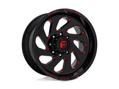 Fuel Wheels Vortex Gloss Black with Red Tinted Clear 6-Lug Wheel; 20x12; -44mm Offset (04-15 Titan)