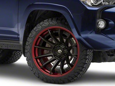 Fuel Wheels Fusion Forged Burn Matte Black with Candy Red Lip 6-Lug Wheel; 22x10; -18mm Offset (10-24 4Runner)