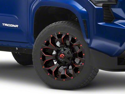 Fuel Wheels Assault Matte Black Red Milled 6-Lug Wheel; 20x9; 1mm Offset (2024 Tacoma)