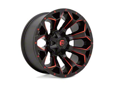Fuel Wheels Assault Matte Black Red Milled 6-Lug Wheel; 22x9.5; 20mm Offset (2024 Tacoma)