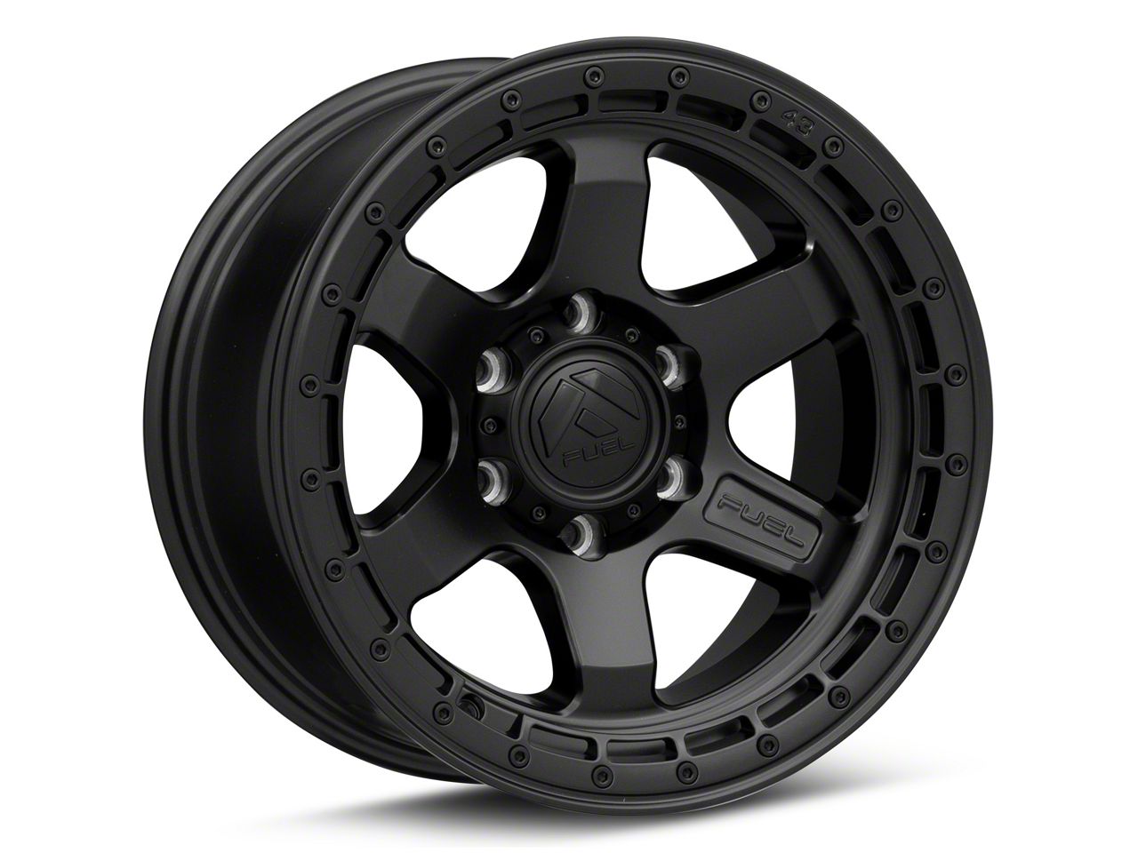 Fuel Wheels Tacoma Block Matte Black with Black Ring 6-Lug Wheel; 17x9 ...