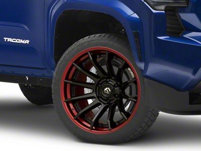 Fuel Wheels Fusion Forged Burn Matte Black with Candy Red Lip 6-Lug Wheel; 22x10; -18mm Offset (2024 Tacoma)