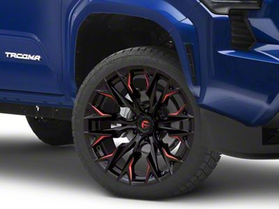 Fuel Wheels Flame Gloss Black Milled with Candy Red 6-Lug Wheel; 22x12; -44mm Offset (2024 Tacoma)