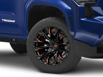 Fuel Wheels Flame Gloss Black Milled with Red Accents 6-Lug Wheel; 20x10; -18mm Offset (2024 Tacoma)