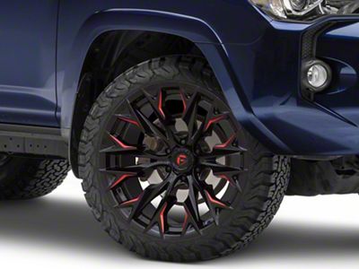 Fuel Wheels Flame Gloss Black Milled with Candy Red 6-Lug Wheel; 22x10; -18mm Offset (10-24 4Runner)