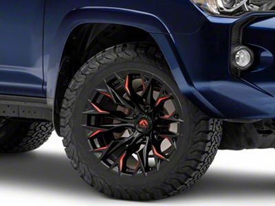 Fuel Wheels Flame Gloss Black Milled with Red Accents 6-Lug Wheel; 20x10; -18mm Offset (10-24 4Runner)