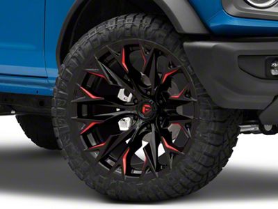 Fuel Wheels Flame Gloss Black Milled with Candy Red 6-Lug Wheel; 22x12; -44mm Offset (22-24 Bronco Raptor)