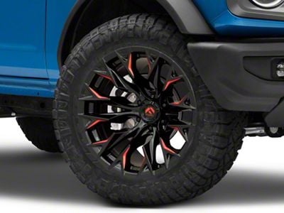 Fuel Wheels Flame Gloss Black Milled with Red Accents 6-Lug Wheel; 20x10; -18mm Offset (22-24 Bronco Raptor)