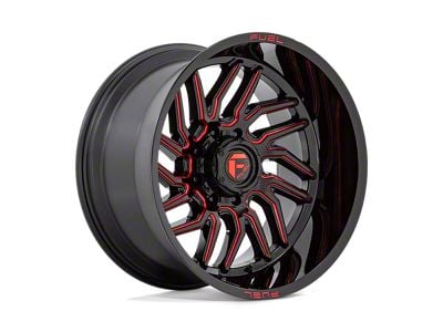 Fuel Wheels Hurricane Gloss Black Milled with Red Tint 6-Lug Wheel; 22x12; -44mm Offset (22-24 Bronco Raptor)