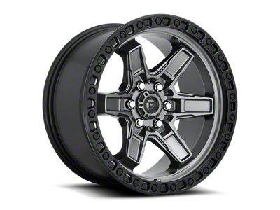 Fuel Wheels Kicker Matte Gunmetal with Black Bead Ring 6-Lug Wheel; 17x9; 1mm Offset (21-24 Bronco, Excluding Raptor)