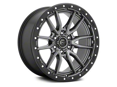 Fuel Wheels Rebel Matte Gunmetal with Black Bead Ring 6-Lug Wheel; 17x9; 1mm Offset (22-24 Bronco Raptor)