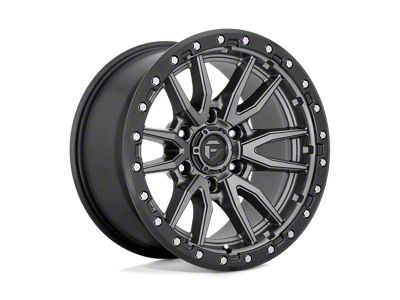 Fuel Wheels Rebel Matte Gunmetal with Black Bead Ring 6-Lug Wheel; 22x9; 20mm Offset (22-24 Bronco Raptor)