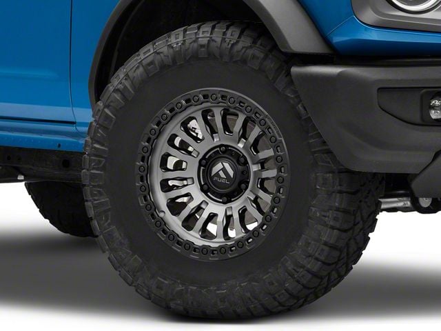 Fuel Wheels Rincon Matte Gunmetal with Matte Black Lip 6-Lug Wheel; 17x9; 1mm Offset (21-24 Bronco, Excluding Raptor)