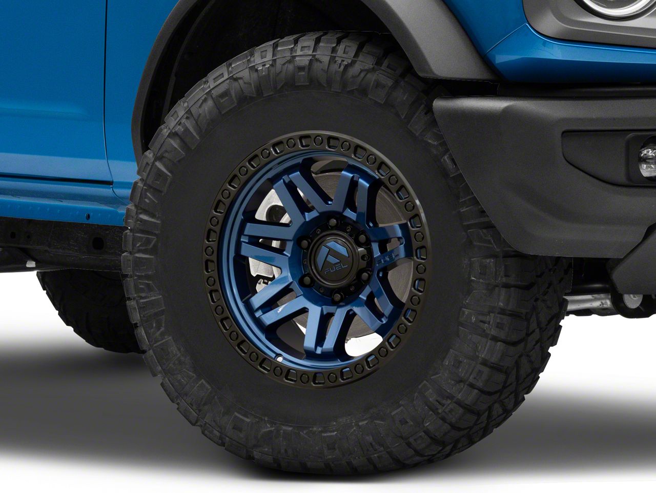 Fuel Wheels Bronco Syndicate Dark Blue with Black Ring 6-Lug Wheel; 17x9;  1mm Offset D81317908450 (21-24 Bronco, Excluding Raptor) - Free Shipping