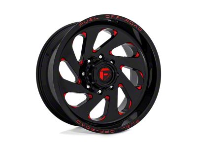 Fuel Wheels Vortex Gloss Black with Red Tinted Clear 6-Lug Wheel; 20x12; -44mm Offset (22-24 Bronco Raptor)