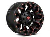 Fuel Wheels Assault Matte Black Red Milled Wheel; 17x9; 1mm Offset (84-01 Jeep Cherokee XJ)