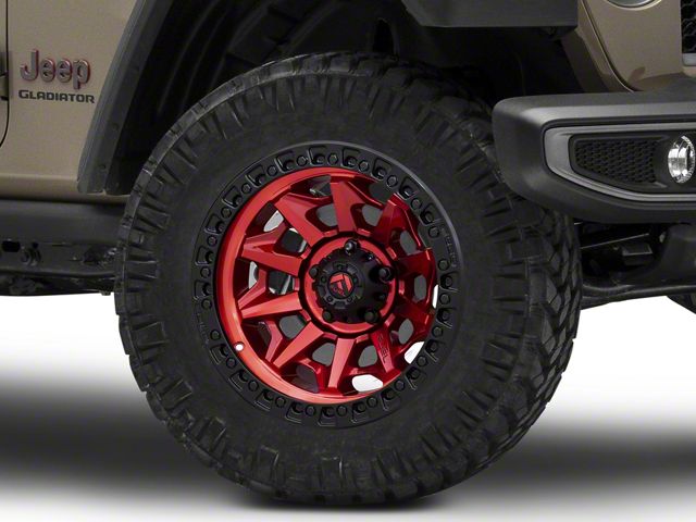 Fuel Wheels Covert Candy Red with Black Bead Ring Wheel; 20x10 (20-24 Jeep Gladiator JT)