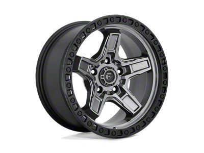 Fuel Wheels Kicker Matte Gunmetal with Black Bead Ring Wheel; 17x9; -12mm Offset (20-24 Jeep Gladiator JT)