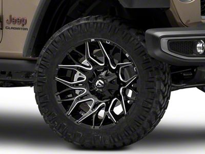 Fuel Wheels Twitch Glossy Black Milled Wheel; 22x10; -18mm Offset (20-24 Jeep Gladiator JT)