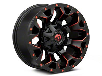 Fuel Wheels Assault Matte Black Red Milled Wheel; 17x9; -12mm Offset (93-98 Jeep Grand Cherokee ZJ)