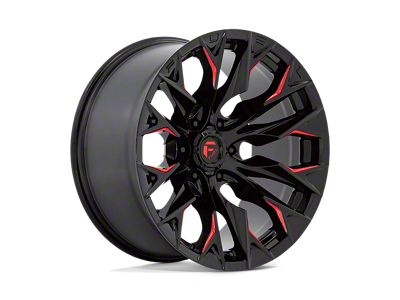 Fuel Wheels Flame Gloss Black Milled with Candy Red Wheel; 24x12; -44mm Offset (22-24 Jeep Grand Cherokee WL)