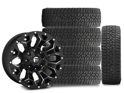 17x9 Fuel Wheels Assault & 33in Falken All-Terrain Wildpeak A/T3W Tire Package; Set of 5 (07-18 Jeep Wrangler JK)