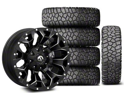 18x9 Fuel Wheels Assault & 33in Cooper All-Season Discoverer Rugged Trek Tire Package; Set of 5 (18-24 Jeep Wrangler JL)