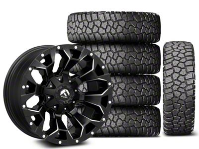 18x9 Fuel Wheels Assault & 33in Cooper All-Season Discoverer Rugged Trek Tire Package; Set of 5 (18-25 Jeep Wrangler JL)