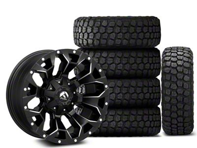 18x9 Fuel Wheels Assault & 35in Ironman Mud-Terrain All Country Tire Package; Set of 5 (07-18 Jeep Wrangler JK)