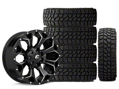 20x9 Fuel Wheels Assault & 35in Mudclaw Mud-Terrain Comp MTX Tire Package; Set of 5 (18-24 Jeep Wrangler JL)