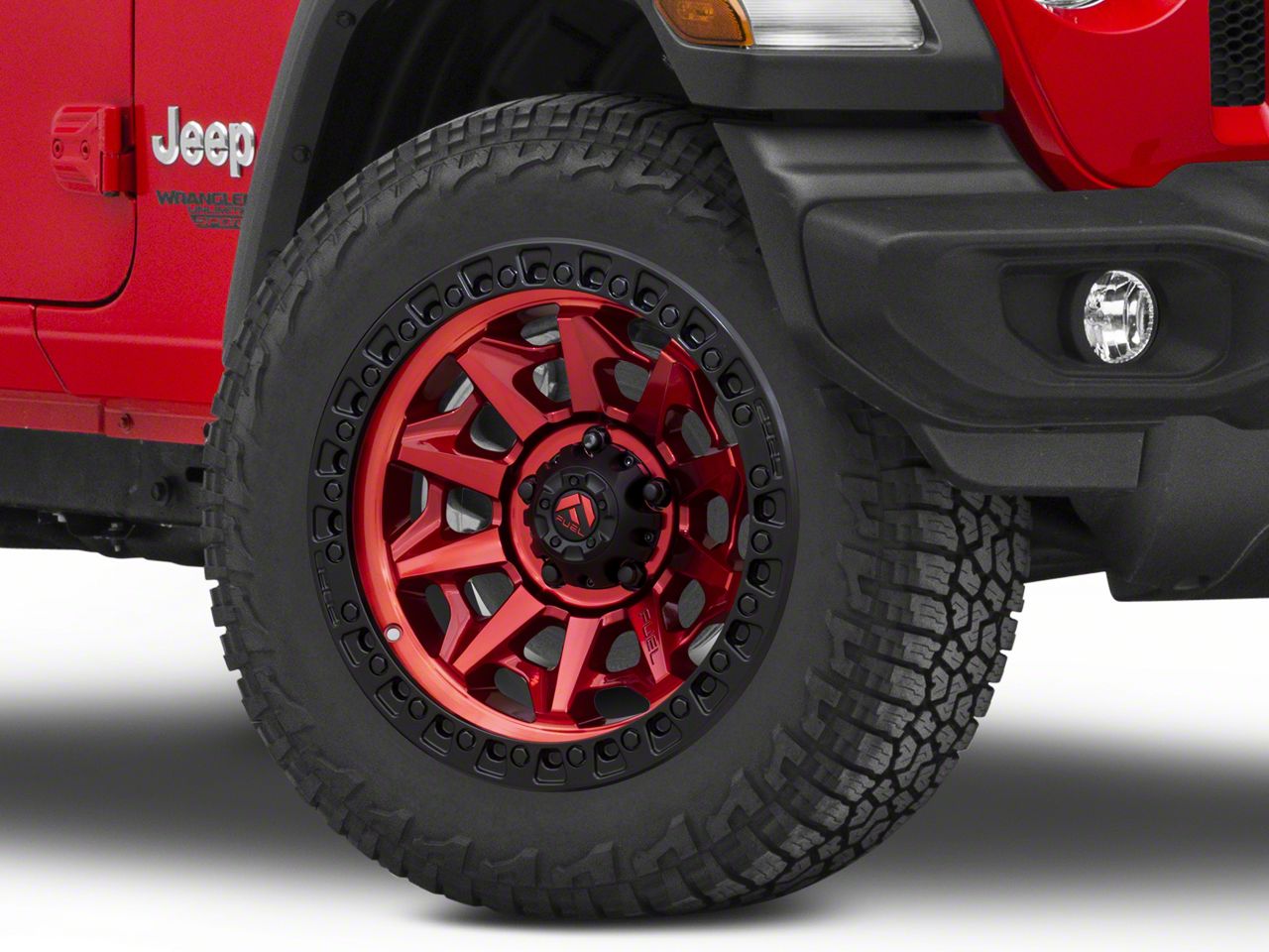 Fuel Wheels Jeep Wrangler Covert Candy Red with Black Bead Ring Wheel ...