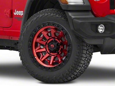 Fuel Wheels Covert Candy Red with Black Bead Ring Wheel; 20x9; 20mm Offset (18-24 Jeep Wrangler JL)