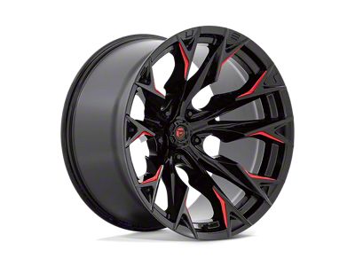 Fuel Wheels Flame Gloss Black Milled with Candy Red Wheel; 22x12 (18-24 Jeep Wrangler JL)