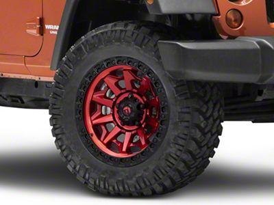 Fuel Wheels Covert Candy Red with Black Bead Ring Wheel; 20x9; 20mm Offset (07-18 Jeep Wrangler JK)