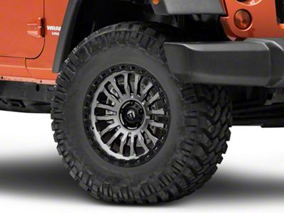 Fuel Wheels Rincon Matte Gunmetal with Black Ring Wheel; 17x9; 1mm Offset (07-18 Jeep Wrangler JK)