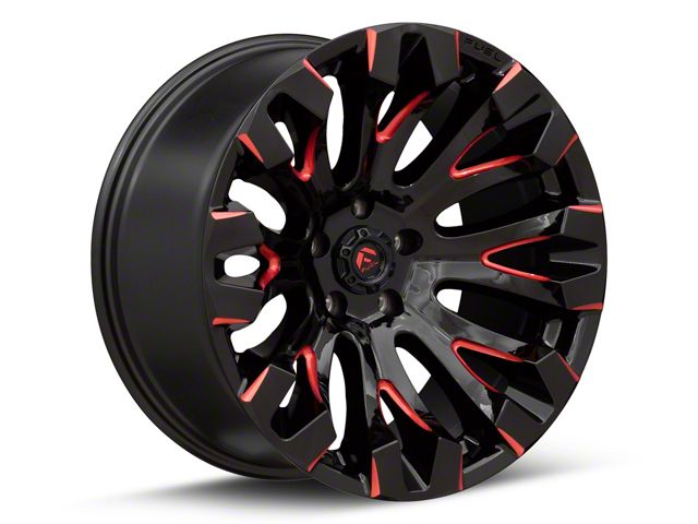 Fuel Wheels Quake Gloss Black Milled with Red Tint Wheel; 20x9 (97-06 Jeep Wrangler TJ)