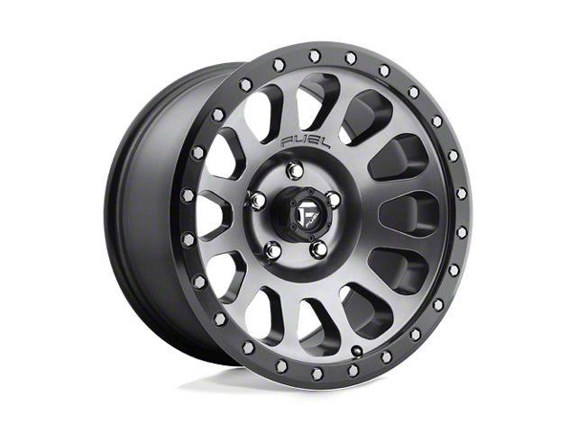 Fuel Wheels Vector Matte Gunmetal with Black Bead Ring Wheel; 17x9 (18-24 Jeep Wrangler JL)