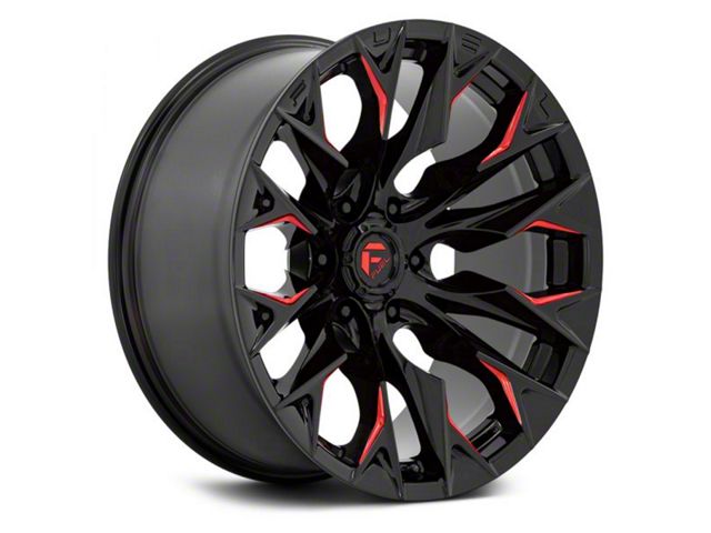 Fuel Wheels Flame Gloss Black Milled with Candy Red 6-Lug Wheel; 20x9; 1mm Offset (16-23 Tacoma)