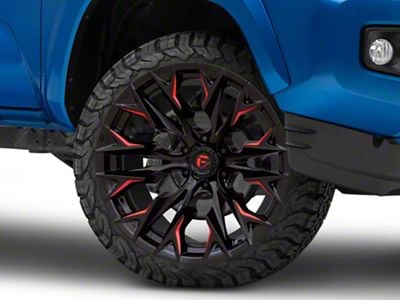 Fuel Wheels Flame Gloss Black Milled with Candy Red 6-Lug Wheel; 22x10; -18mm Offset (16-23 Tacoma)