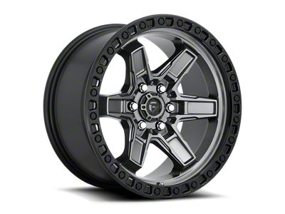 Fuel Wheels Kicker Matte Gunmetal with Black Bead Ring 6-Lug Wheel; 17x9; 1mm Offset (16-23 Tacoma)