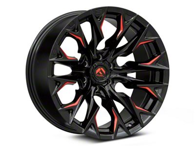 Fuel Wheels Flame Gloss Black Milled with Red Accents 6-Lug Wheel; 20x9; 20mm Offset (17-24 Titan)