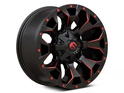 Fuel Wheels Assault Matte Black Red Milled 6-Lug Wheel; 18x9; 1mm Offset (16-24 Titan XD)