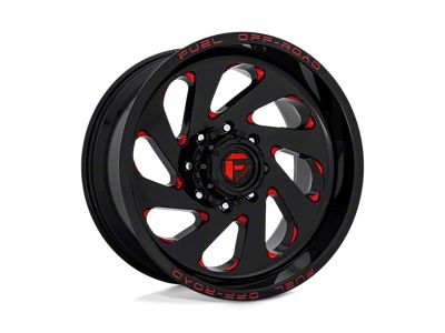 Fuel Wheels Vortex Gloss Black with Red Tinted Clear 6-Lug Wheel; 20x12; -44mm Offset (16-24 Titan XD)