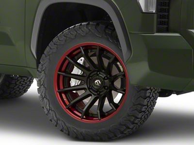 Fuel Wheels Fusion Forged Burn Matte Black with Candy Red Lip 6-Lug Wheel; 20x10; -18mm Offset (22-24 Tundra)