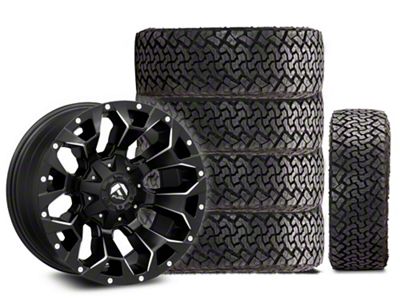 18x9 Fuel Assault Wheel & 35in 35x12.50R18 Venom Power All-Terrain Terra Hunter X/T Tire Package; Set of 5 (18-24 Jeep Wrangler JL)