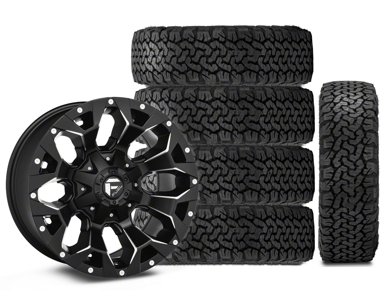 Jeep Wrangler 17x9 Fuel Assault Wheel & 35in BF Goodrich All-Terrain T/A KO  Tire Package; Set of 5 (18-24 Jeep Wrangler JL) - Free Shipping