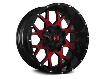 Full Throttle Off Road FT0151 Gloss Black with Red Face 6-Lug Wheel; 20x10; -24mm Offset (03-09 4Runner)