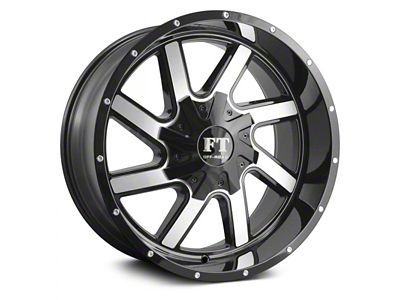 Full Throttle Off Road FT1 Gloss Black Machined 6-Lug Wheel; 17x9; 0mm Offset (03-09 4Runner)