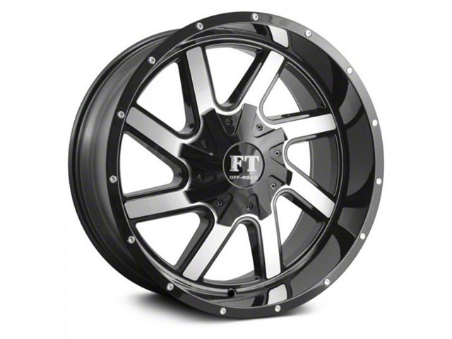 Full Throttle Off Road FT1 Gloss Black Machined 6-Lug Wheel; 20x12; -44mm Offset (2024 Tacoma)